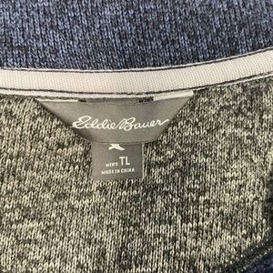 Eddie Bauer Men's Large Full-Zip Sweater Jacket Blue and Gray With Pockets GUC